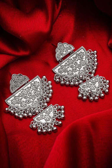 Buy Women's Alloy Large Dangle Earrings in Silver Online