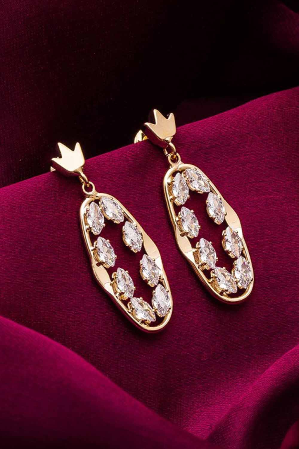 Buy Women's Alloy Drop Earrings in Gold Online 