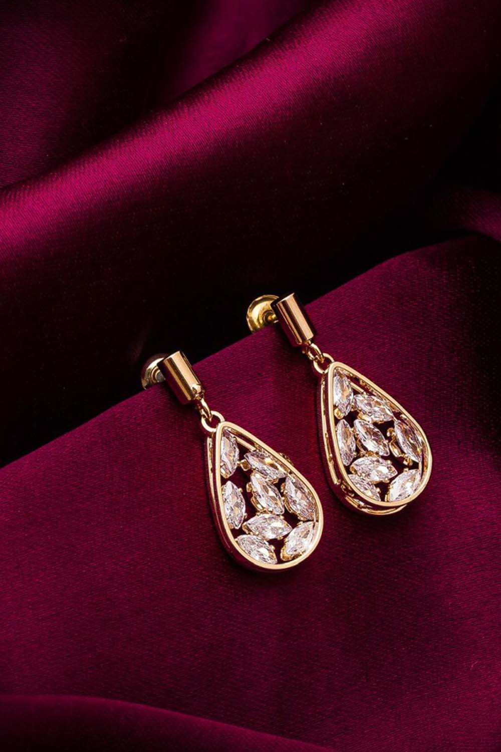 Buy Women's Alloy Drop Earrings in Gold Online 