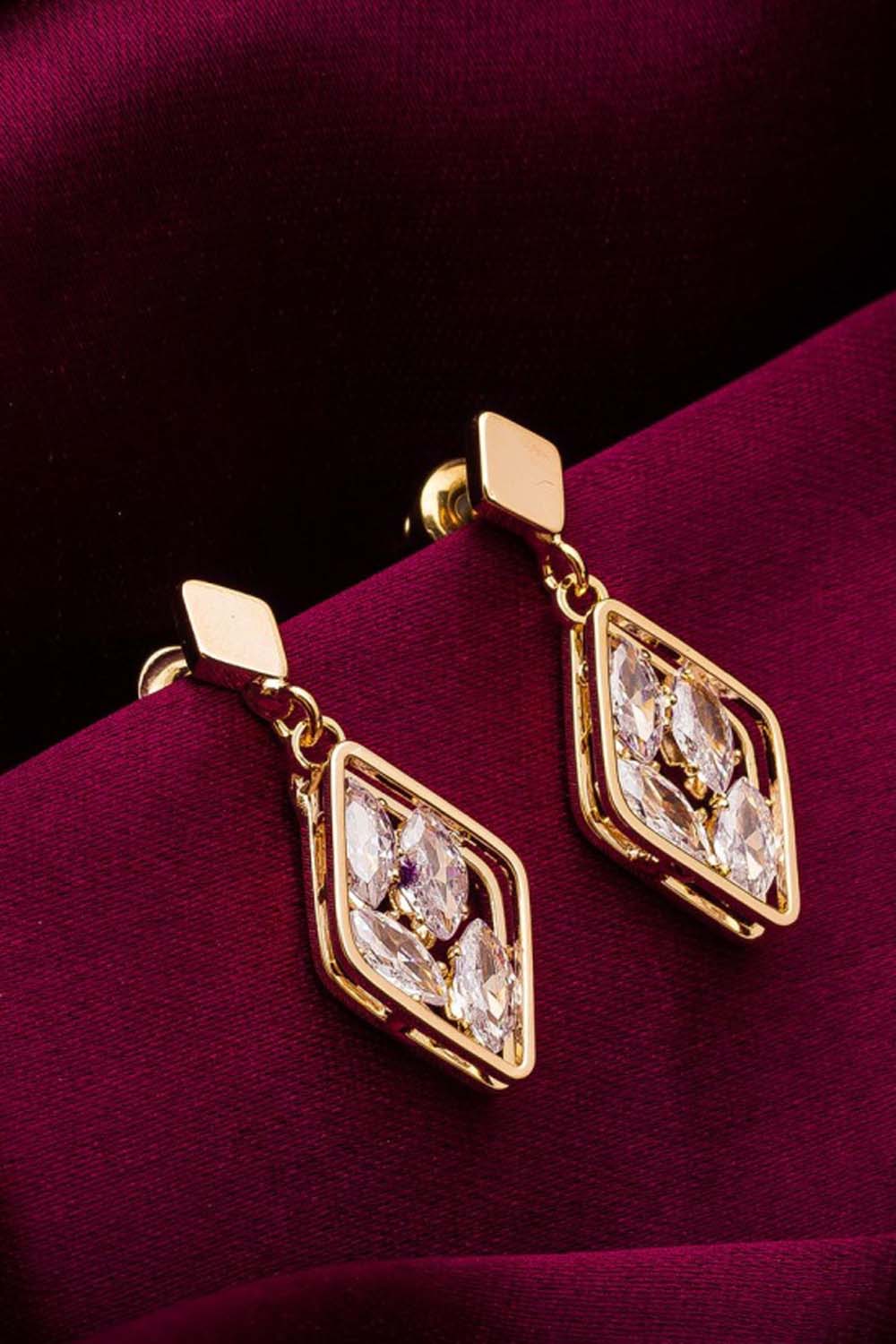 Buy Women's Alloy Drop Earrings in Gold Online 