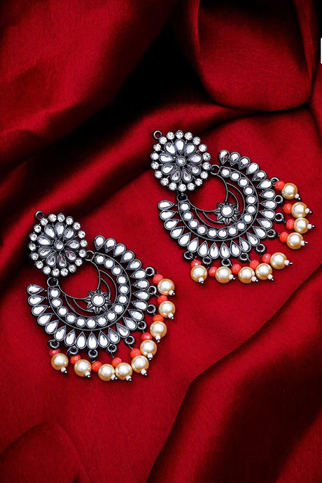 Buy Luxor Women's  Oxidized Silver Chandelier Earrings in Silver Online