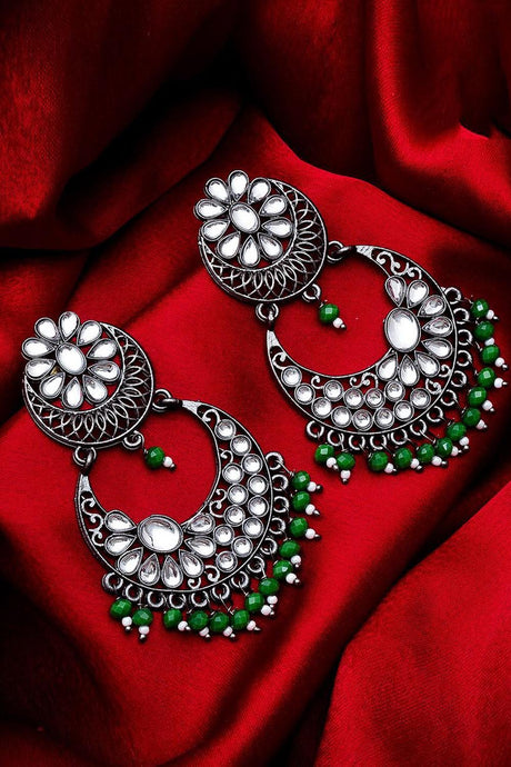 Buy  Luxor Women's Oxidised Silver Chandelier Earrings in Silver Online