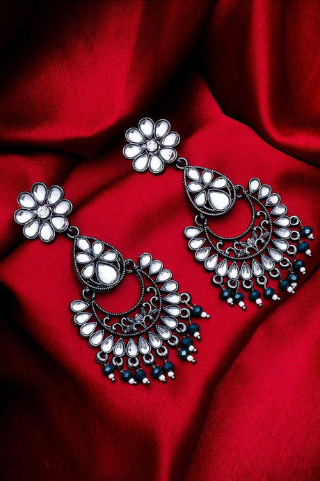 Buy Luxor Women's Oxidized Silver Chandelier Earrings in Silver Online