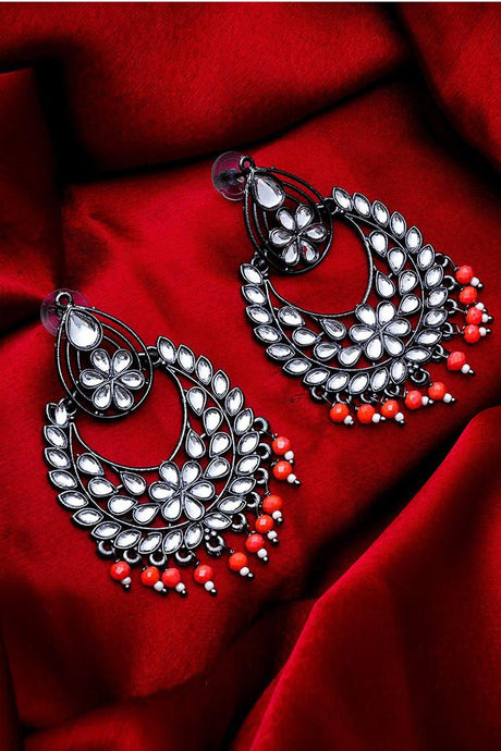 Buy  Luxor Women's Oxidized Silver Chandelier Earrings in Silver Online