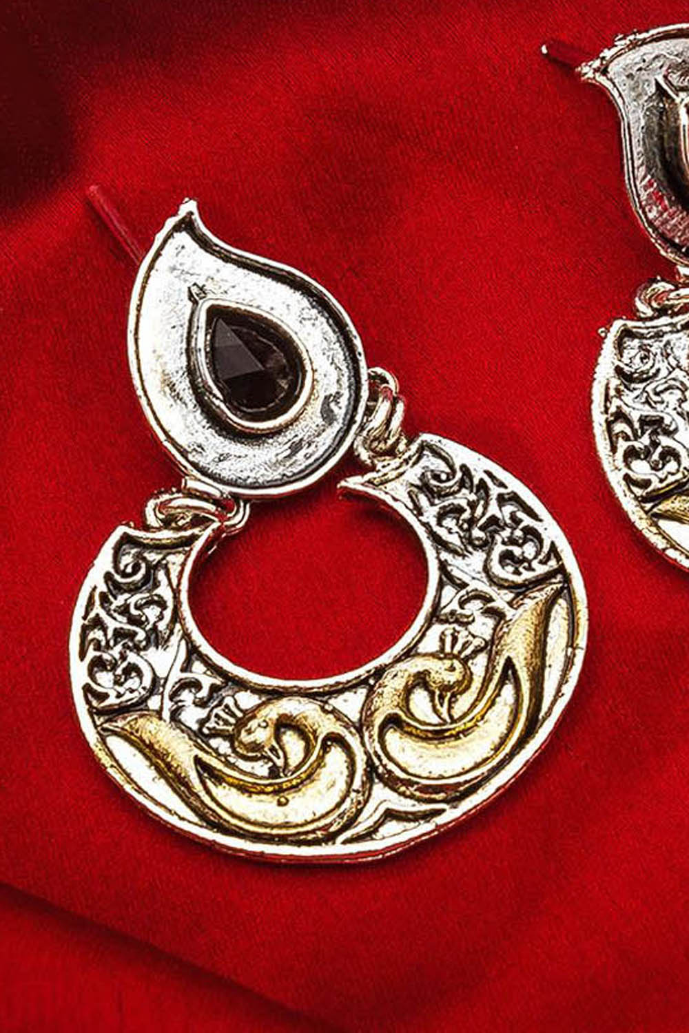 Shop  Oxidized Alloy Chandelier Earrings For Women's in Silver At KarmaPlace