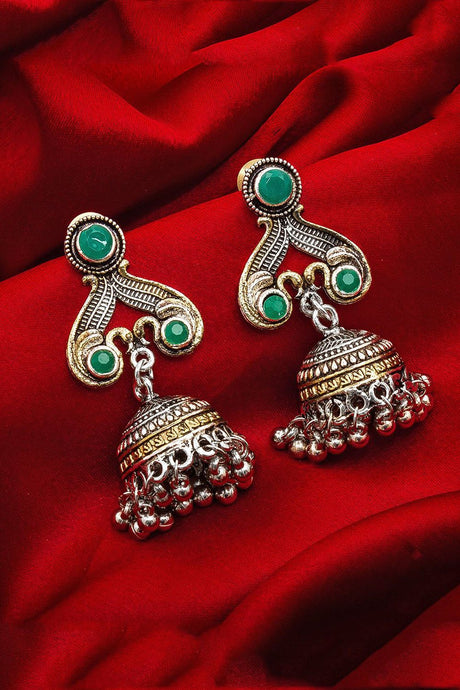 Buy Women's Oxidized Alloy Jhumka Earrings in Silver Online