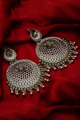 Buy  Women's Alloy Large Dangle Earrings in Silver Online
