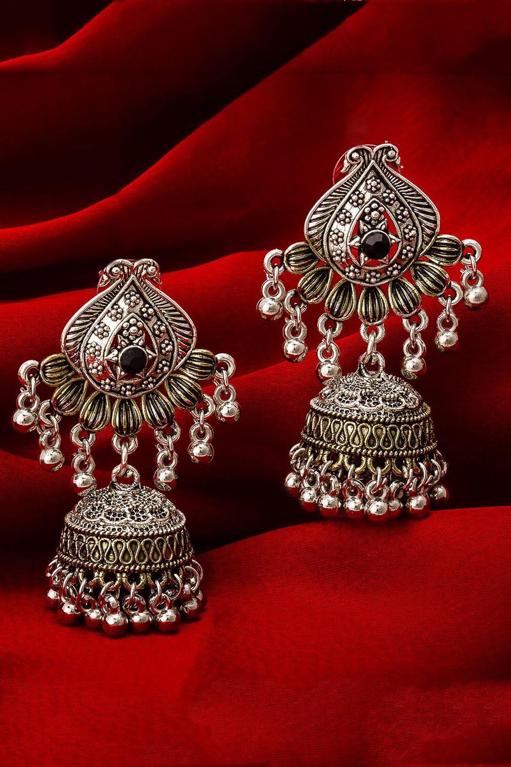 Buy Women's Alloy Jhumka Earrings in Silver Online