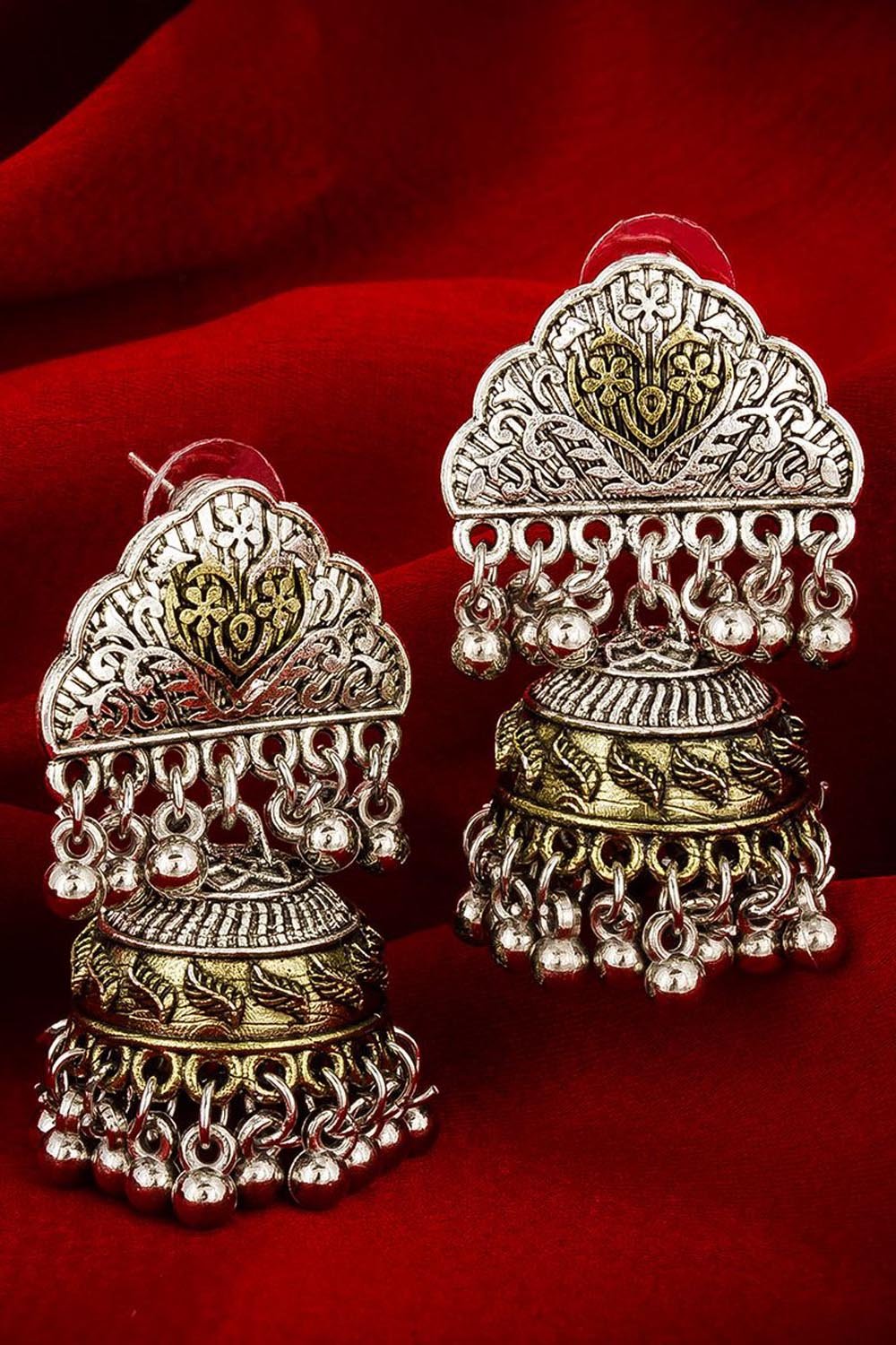 Buy Women's Alloy Jhumka Earrings in Silver Online