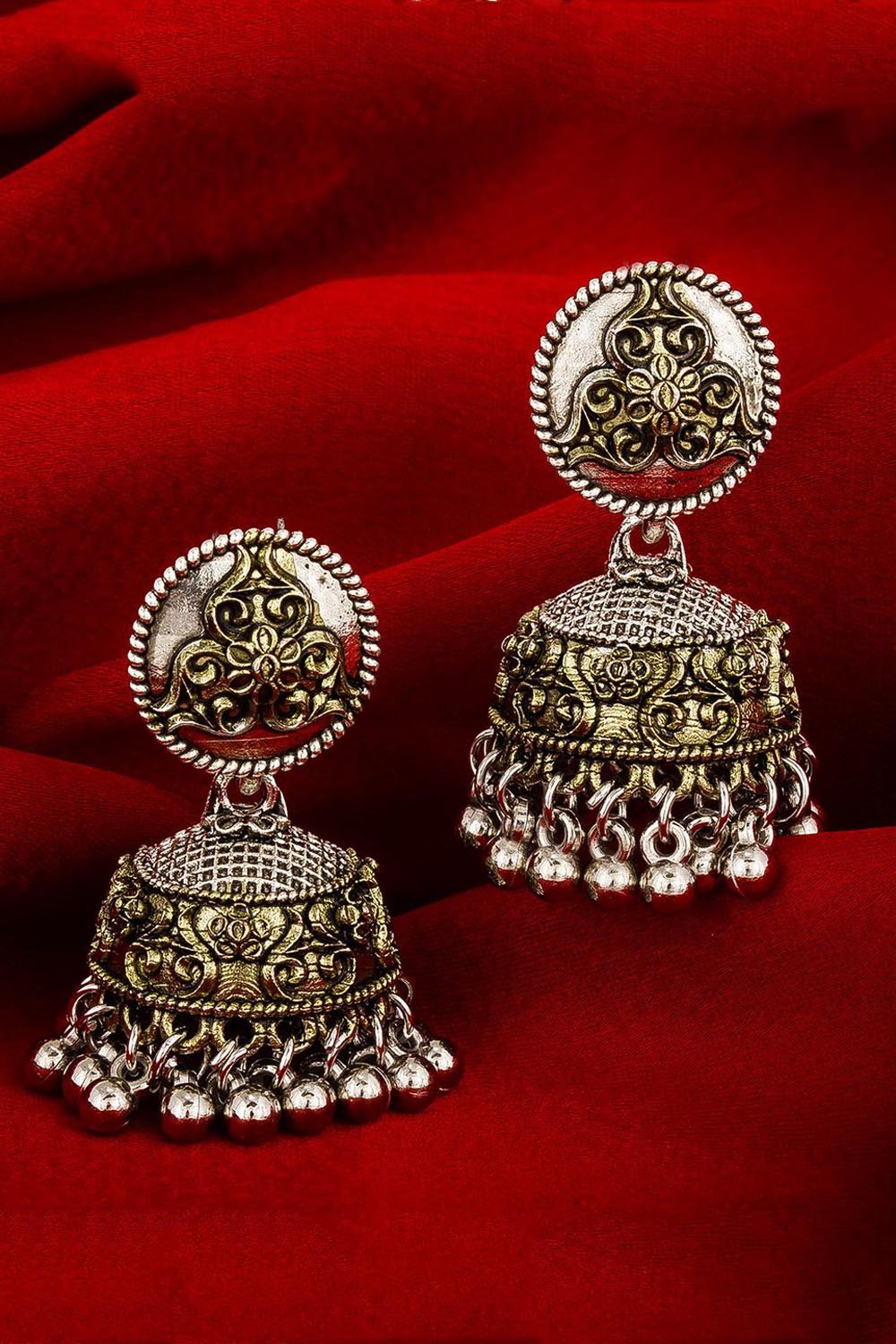 Buy Women's Alloy Jhumka Earrings in Silver Online