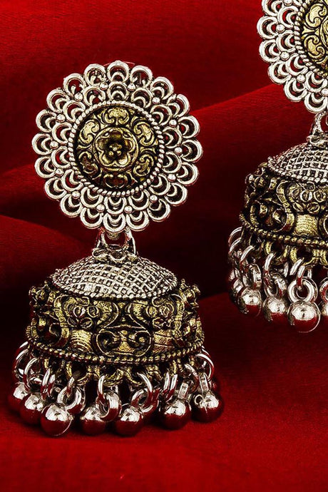 Women's Alloy Jhumka Earrings In Silver