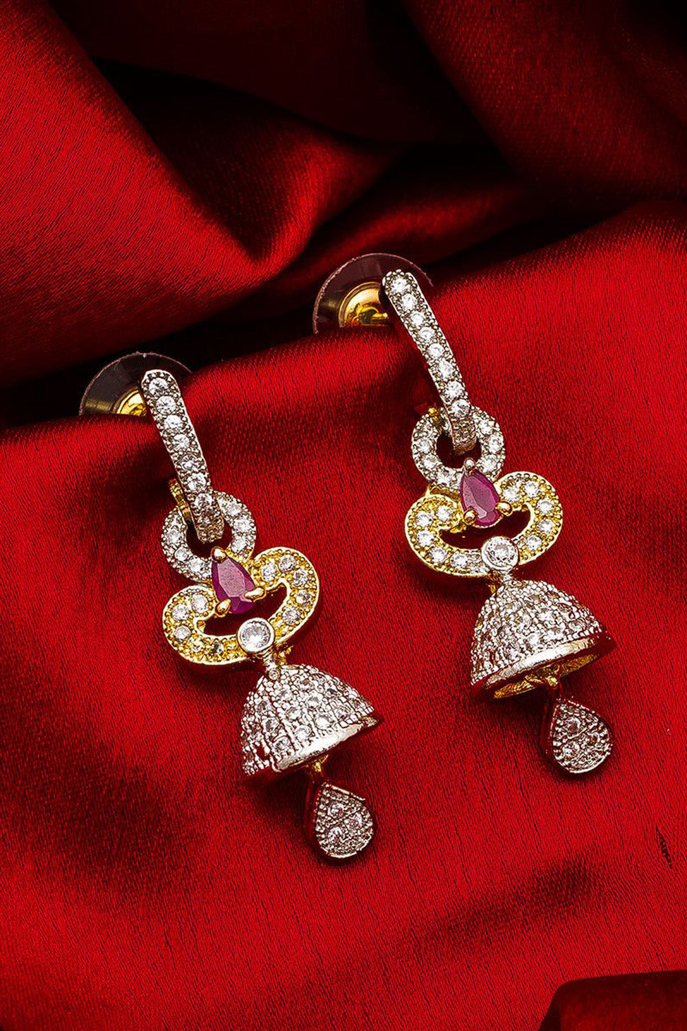  Buy Women's Alloy Large Dangle Earrings in Silver and Gold Online