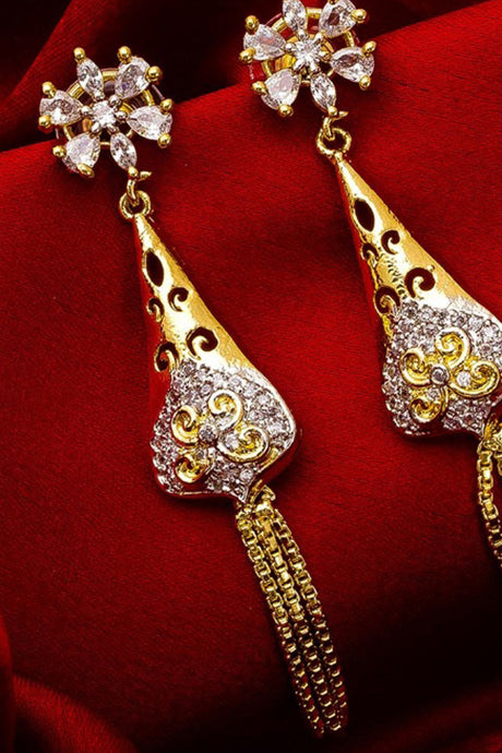 Shop Alloy Drop Earrings For Women's in White and Gold At KarmaPlace