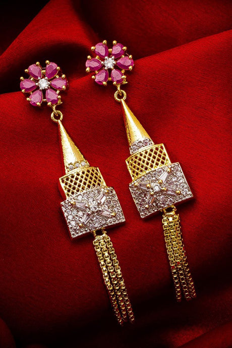 Buy Women's Alloy Drop Earrings in White and Pink Online