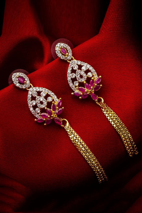 Buy Women's Alloy Drop Earrings in White and Pink Online