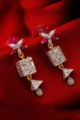Women's Alloy Drop Earrings in White and Pink