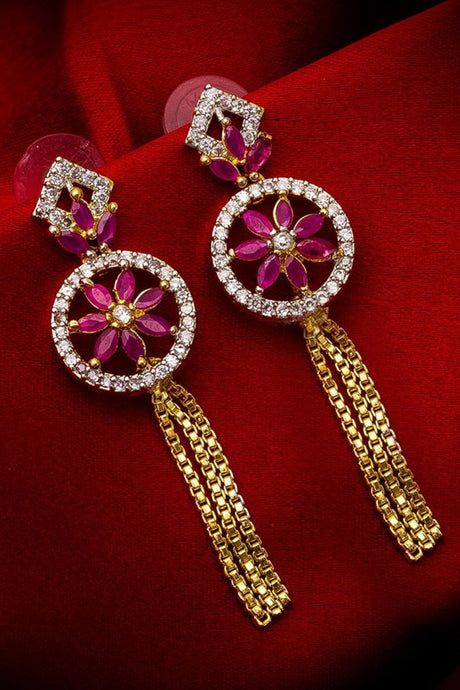 Buy Women's Alloy Drop Earrings in White and Pink Online