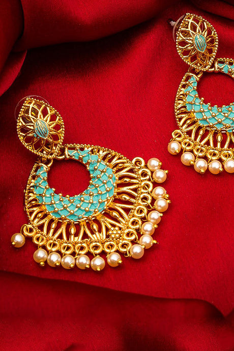 Women's Alloy Large Dangle Earrings in Turquoise
