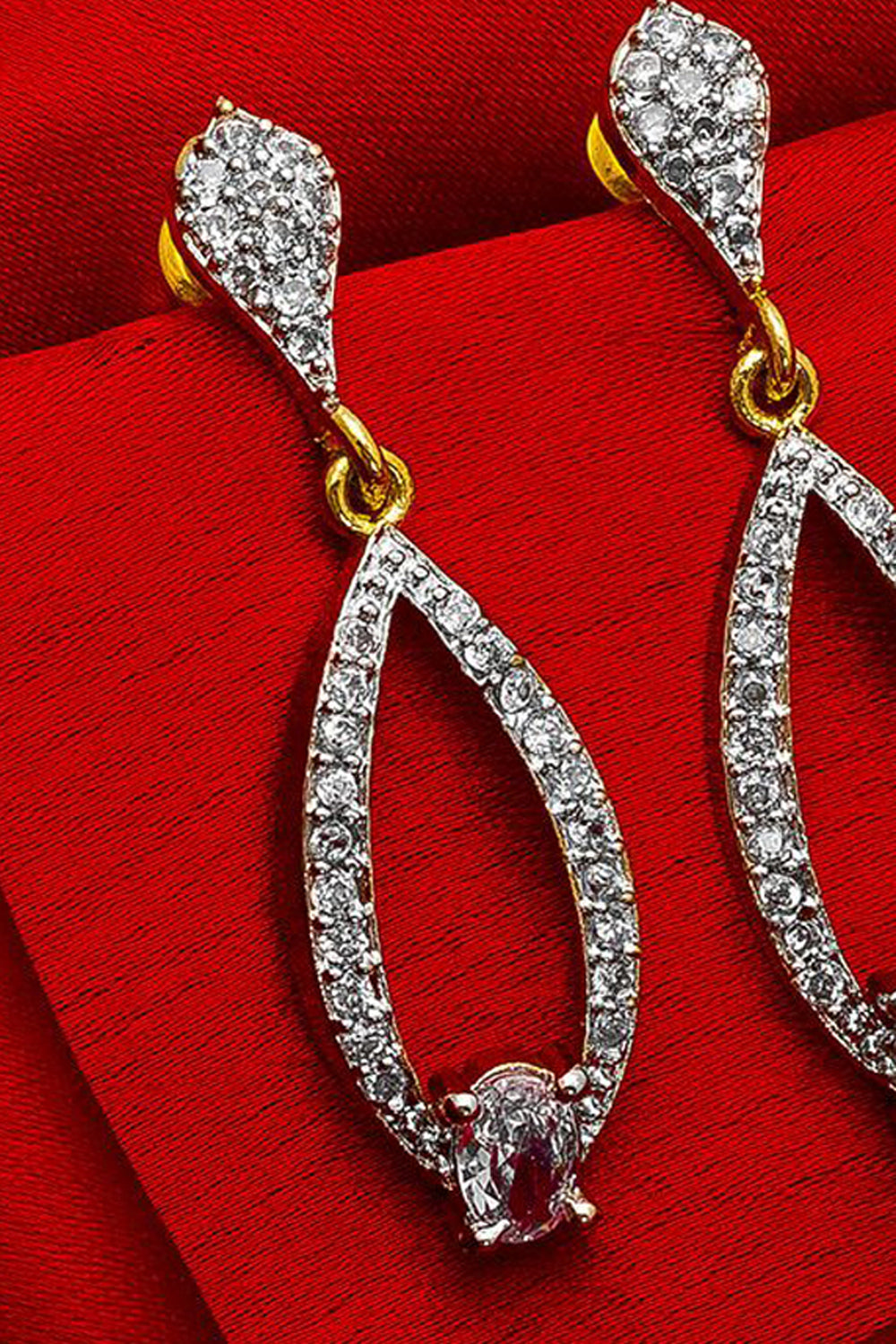 Women's Alloy Drop Earrings In Gold And Silver