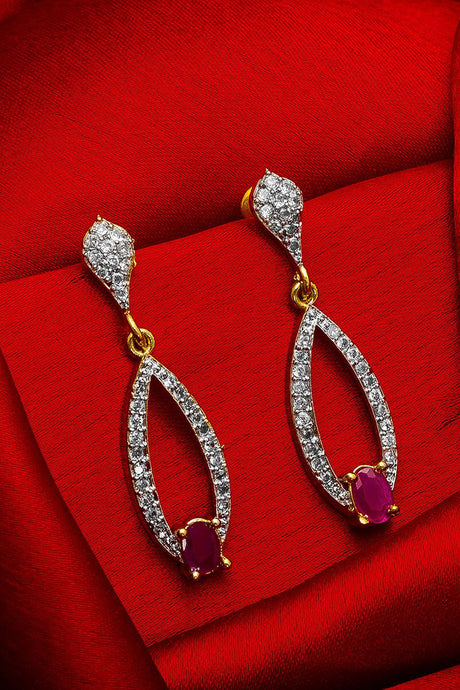 Buy Women's Alloy Drop Earrings in Silver and Pink Online