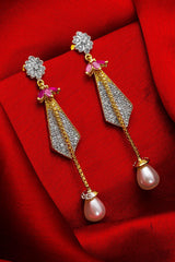 Women's Alloy Drop Earrings In Silver And Pink