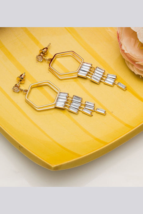 Buy Women's Alloy Drop Earrings in Gold Online 