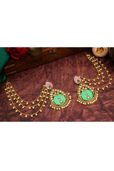 Women's Alloy Large Earrings In Green And Pink