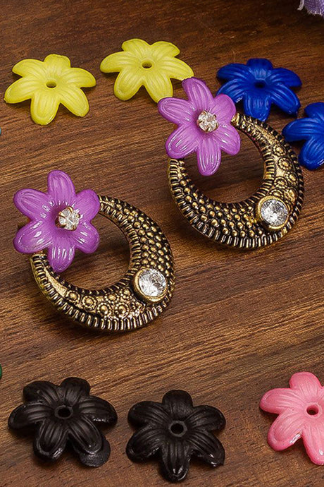 Shop Alloy Chandbali Earrings For Women's in Blue and Green at KarmaPlace