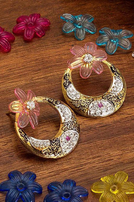 Shop Alloy Chandbali Earrings For Women's in Gold and Black Online 
