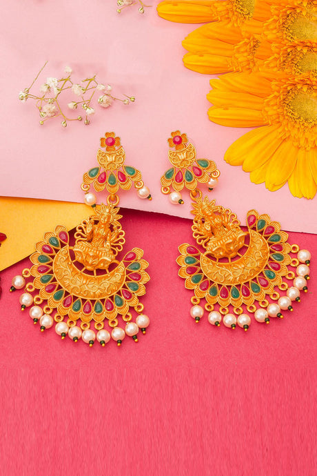 Buy Women's Alloy Chandbali Earrings in Gold
