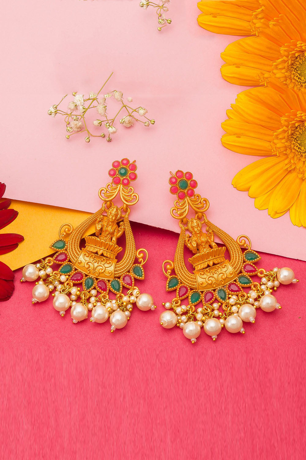 Shop Alloy Chandbali Earrings in Gold For Women