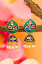 Buy Women's Alloy Jhumka Earrings in Gold and Green