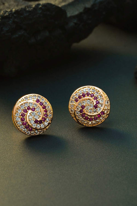 Buy Women's Alloy Stud Earrings in Rose Gold and Pink