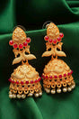 Buy Women's Alloy Jhumka Earrings in Gold and Red