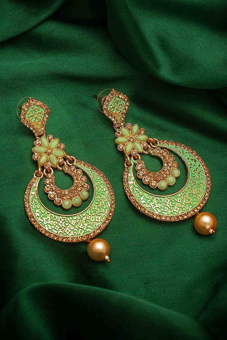 Buy Women's Alloy Chandbali Earrings in Green