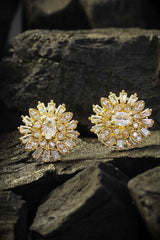 Buy Women's Alloy Stud Earrings in Gold and White