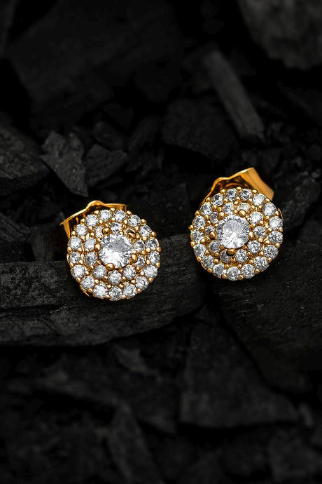 Buy Women's Alloy Stud Earrings in Gold and White