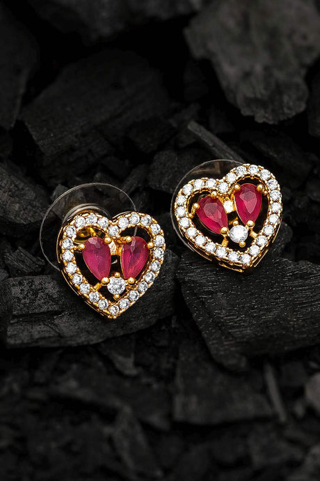 Buy Women's Alloy Stud Earrings in Gold and Red