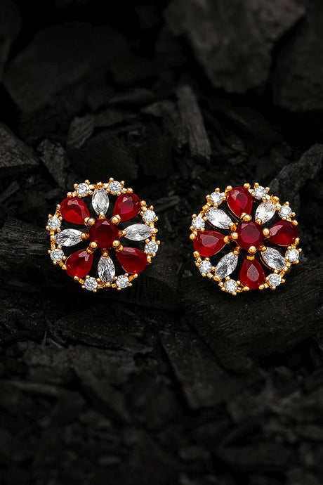 Buy Women's Alloy Stud Earrings in Gold and Red