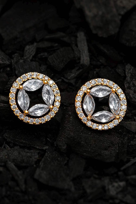 Buy Women's Alloy Stud Earrings in Gold and White