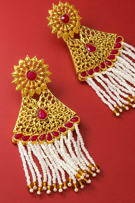 Buy Women's Alloy Large Dangle Earrings in Gold