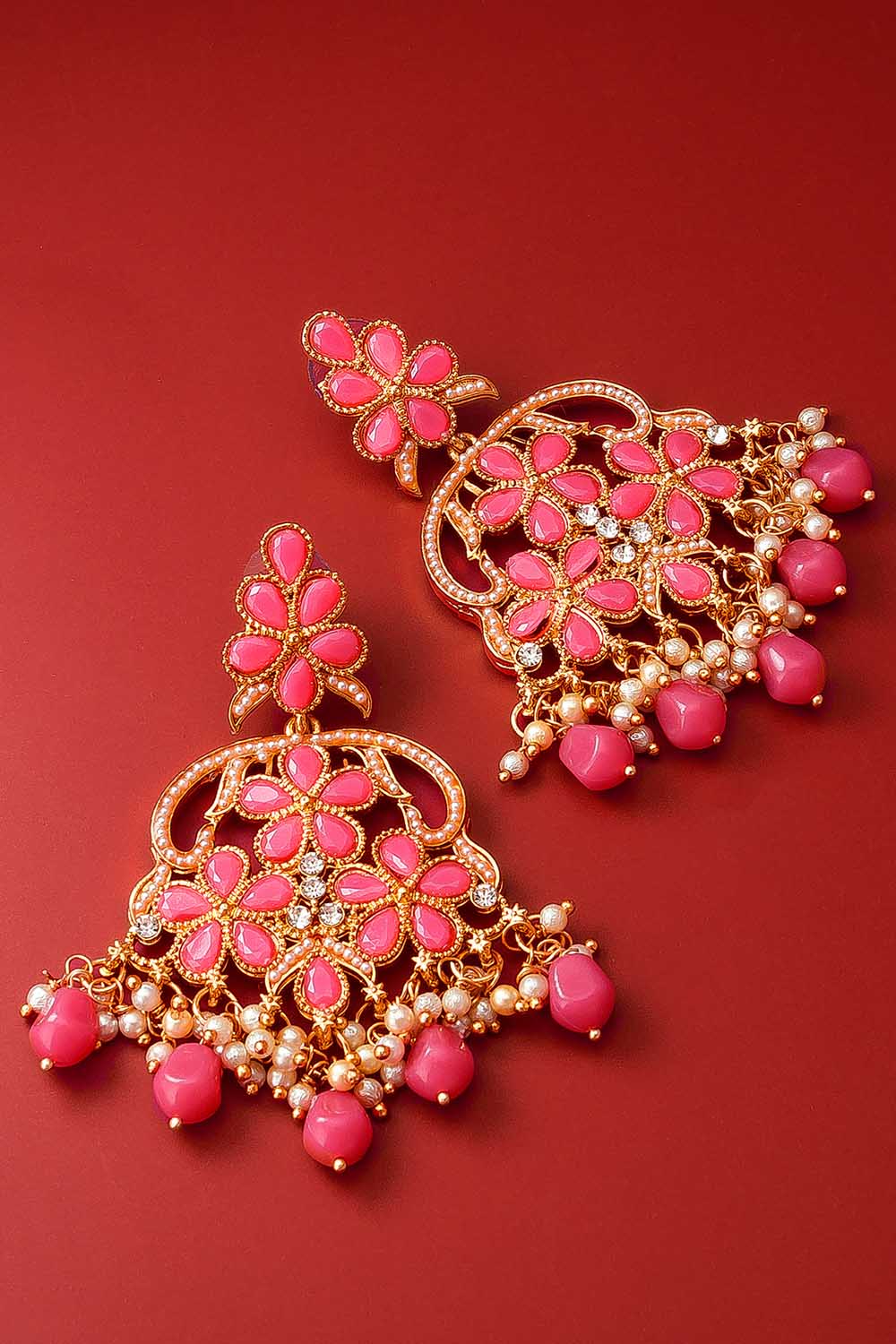 Buy Women's Alloy Large Dangle Earrings in Pink