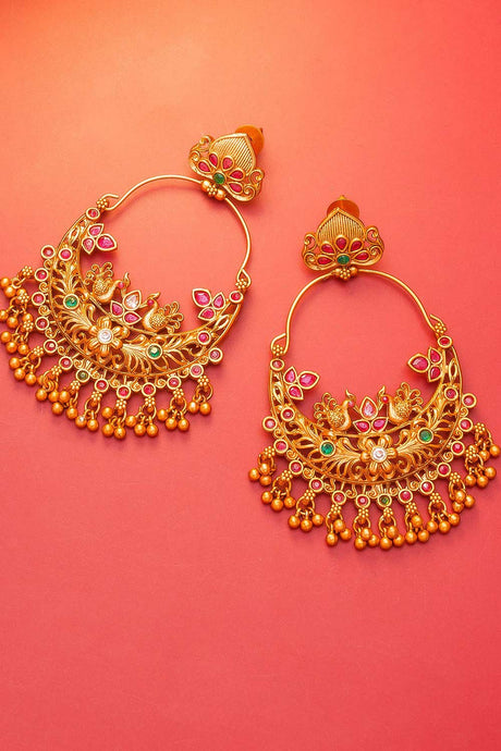Buy Women's Copper Chandbali Earrings in Gold