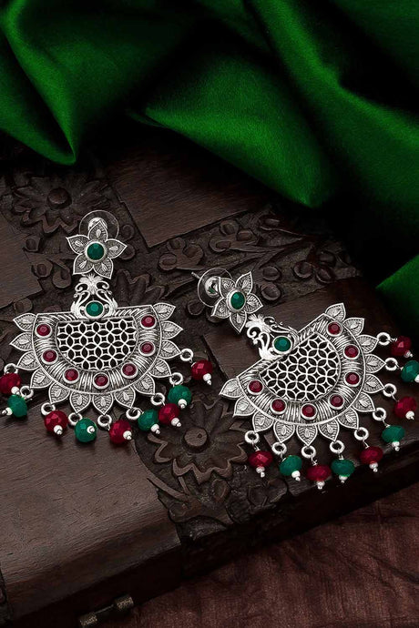 Buy Women's Oxidized Chandbali Earrings In Multi Color