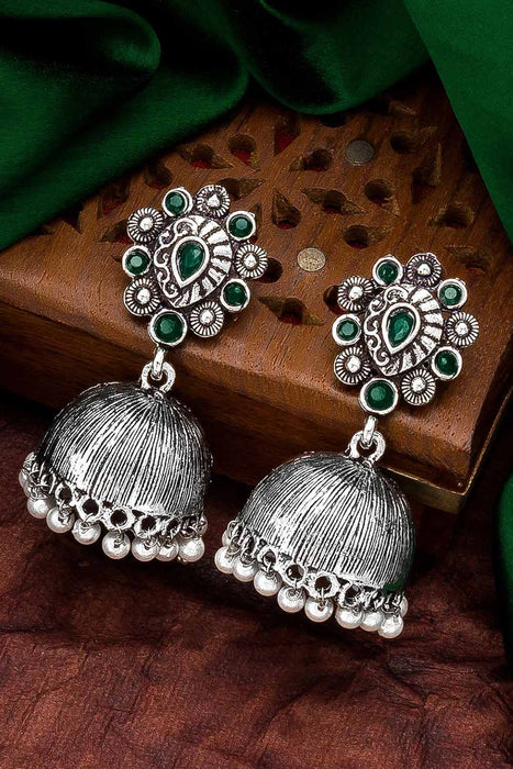 Silver Oxidized Earrings Jhumka Jhumki Bali Imitation Indian Bollywood  Ethnic Wedding Jewelry H8