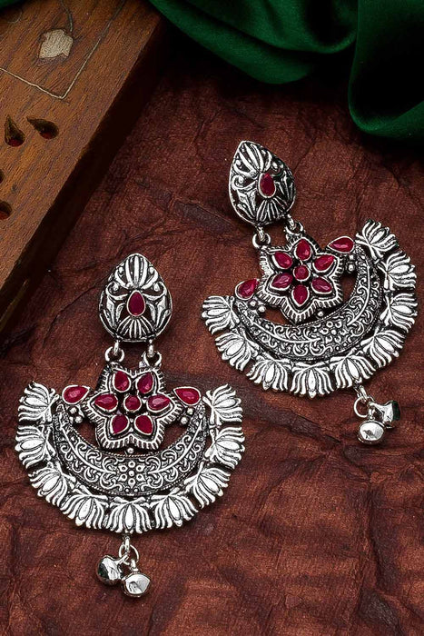 Buy Maati Stunning Peacock Antique Oxidized Chandbali Earrings | Tarinika