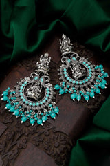 Oxidized Temple And Beaded Earrings