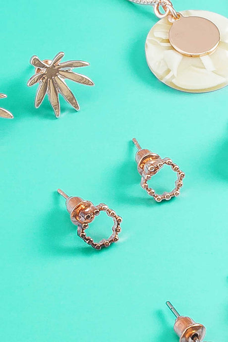 Rose Gold Earrings Combo Of Studs And Drop Earrings