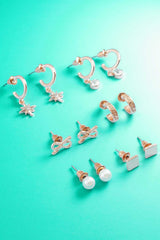 Rose Gold Earrings Combo Of Studs And Drop Earrings