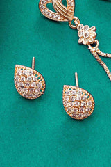 Rose Gold American Diamond Earrings Combo Of Studs And Drop Earrings